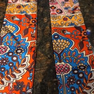 Two Colorful Silk Floral Patterned Purse Scarfs.